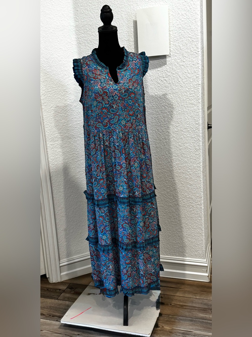J. Jill NWT Blue Floral Lined Sleeveless Dress Size S Small